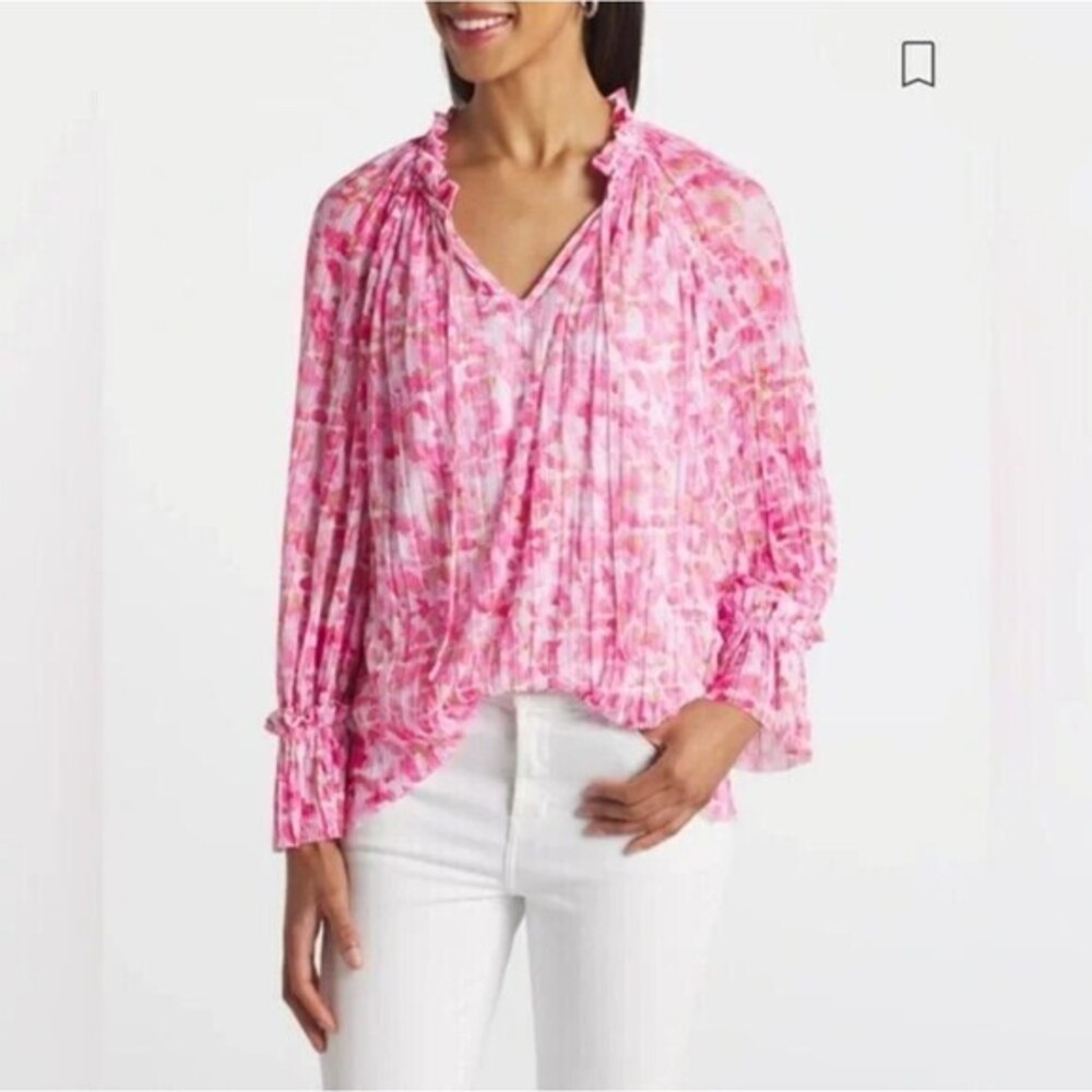 Vince Camuto Pinkâ Floral Peasant Top XS